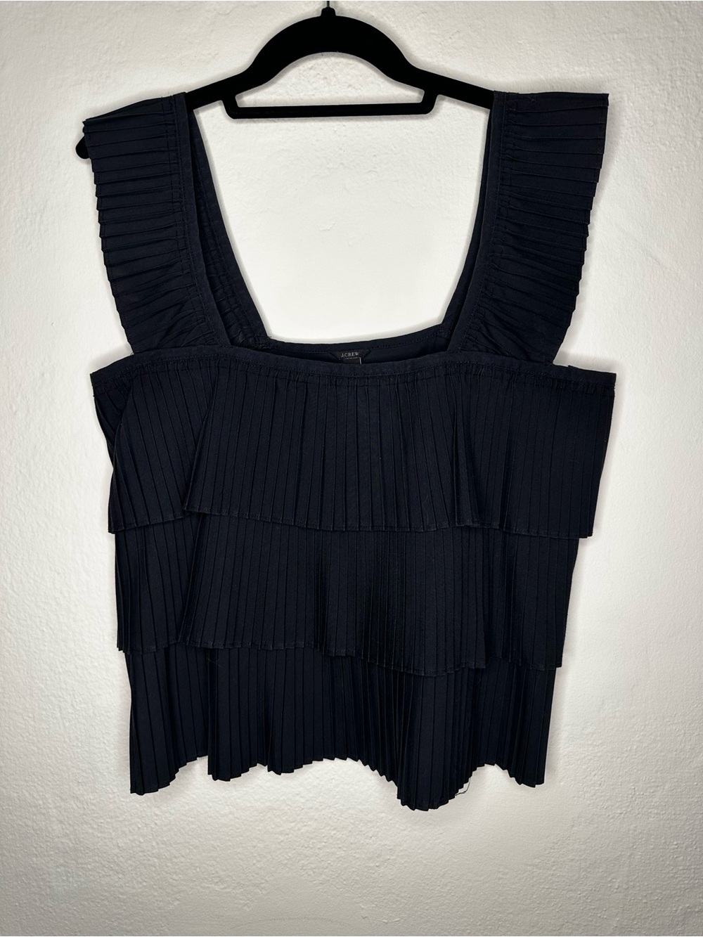 J. Crew Black Pleated Tiered Camisole